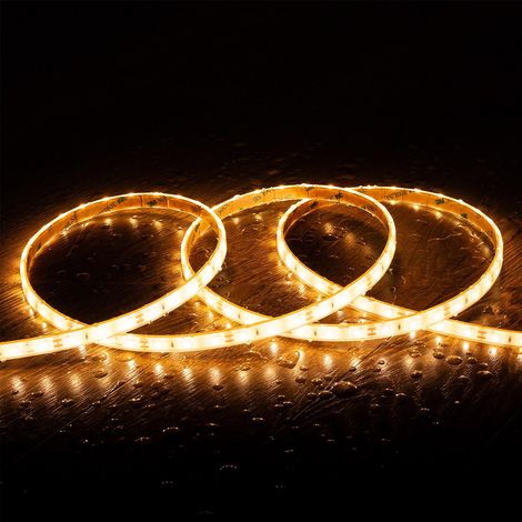 Ruban LED 12V SMD 60 LED/m 5m 5W/m 500lm/m Largeur 10mm Coupe 5cm Submersible IP68 SILICONE FLEX 2700K Blanc chaud