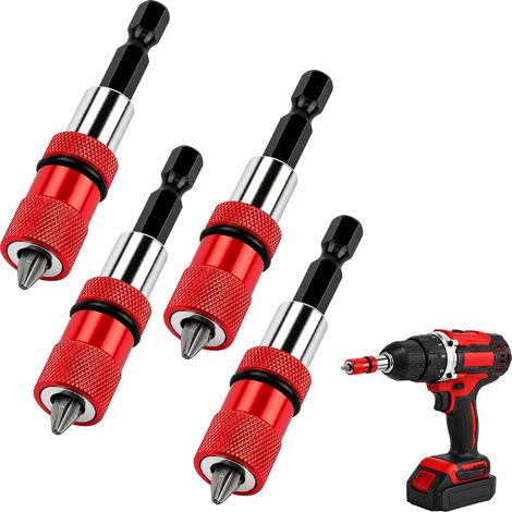 4 Pcs Embout visseuse placo, porte embout visseuse aimanté, rouge (1/5)