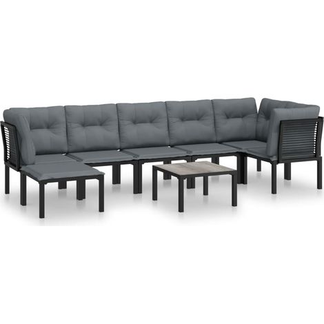 Maison Exclusive - 8-tlg. Garten-Lounge-Set Schwarz und Grau Poly
