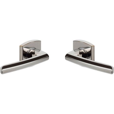 Poignée de Porte SCULT - Béquille et Rosace Carrée Solidarisées Bec de Cane - pour Portes Épaisseur 30 à 48mm - en Zamak - Carré 7mm - Sous-Rosace Comprise - Diamant Noir (1/5)