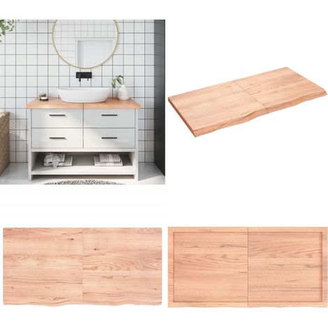 Waschtischplatte Hellbraun 120x60x(2-4) cm Massivholz Behandelt - Eichenholz Platte - Holz Waschttischplatte - Waschtischplatte Massiv - Badrenovierung - Arbeitsfläche - Home & Living (1/5)