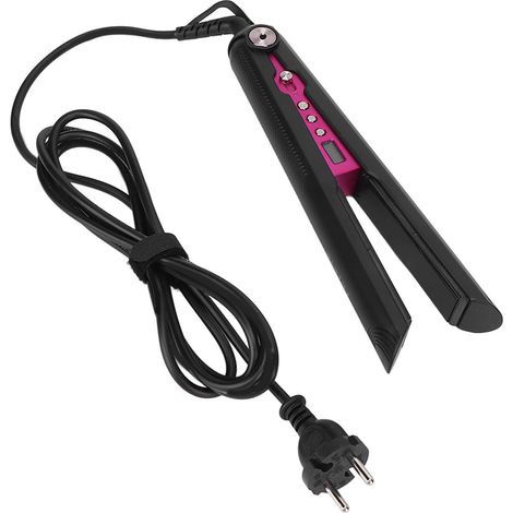Fer à lisser à chauffe rapide, écran LCD, outil de coiffage pour boucler et lisser, noir, prise 110-240 V. (1/5)