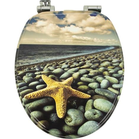 Sedile wc copri vater universale frizionato fantasia in mdf chiusura rallentata fantasia stone sea - confezione 1