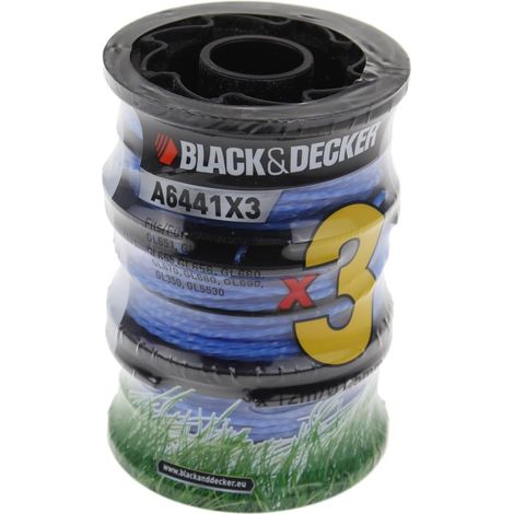 Lot de 3 Bobines de Rechange pour Coupe-Bordures, Bobine Reflex Plus A Déroulement Automatique, 3 x 12 m de Fil en Nylon, Fil de ⌀1,5 mm, A6441X3-XJ Bleu