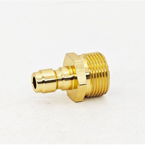Wasserauslassanschluss für Autowaschanlagen, M22-Schnellverbinder (weiblich und männlich) aus aluminiumbeschichtetem Kupfer für handelsübliche Autowaschpistolen. (1/4)