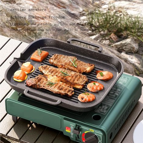 Réchaud à gaz butane portable, réchaud de camping en plein air avec étui de transport, pare-vent, idéal pour le camping et la randonnée (1/5)