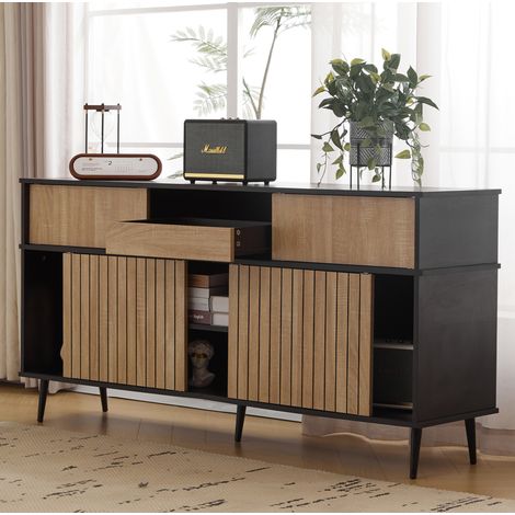 meuble rangement commode 160 cm noir naturel OKMYHOME (1/5)