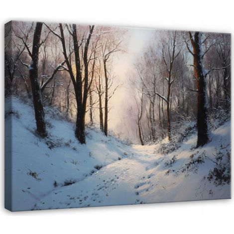Peinture fort hiver paysage arbres pour chambre salon sur toile 120x80 (1/3)