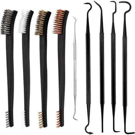 9 Pièces Mini Brosse Métallique et Kit de Sélection, Brosse en Acier à Double Extrémité en Laiton, Cuivre et Nylon et Pics en Métal Ploymer pour le Nettoyage des Scories de Soudage et de la Rouil (1/5)
