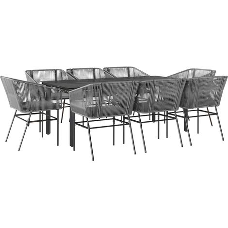 Maison Exclusive - Juego comedor jardín 9 pzas cojines ratán sint (1/5)