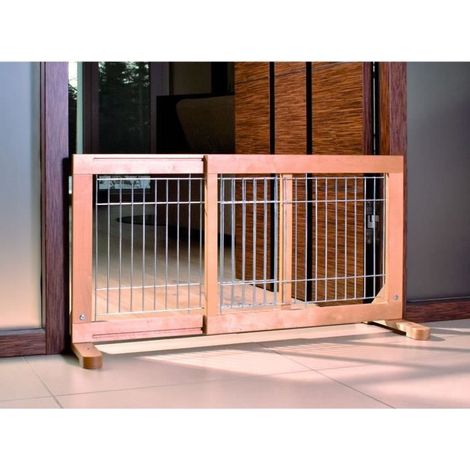 TRIXIE Barrière pour chien en bois de bouleau verni réglable 65-108 cm (1/5)