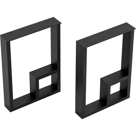 Set de 2 pieds de table acier 42 x 30 x 7 cm noir (1/3)