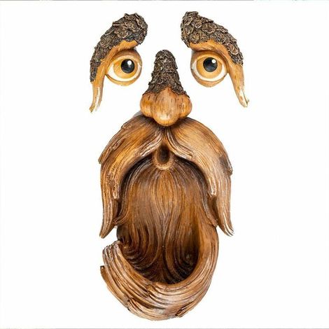 Grands Visages d'arbres Décor Statues Vieil Homme Arbre Face Hugger Mangeoire àseaux Art Ornements Fantastique Sculpture Jardin Écorce Visage Caractéristiques du Visage Décoration