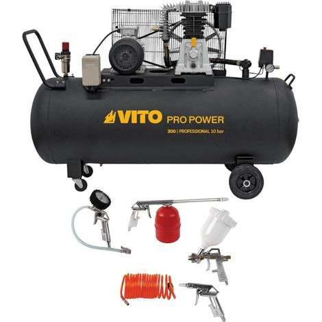 Compresseur d'air 300L 10Bar 4kW 500L/min + 5 Outils pneumatiques Kit Complet Gonflage Soufflage Peinture Garage Atelier VITO (1/5)