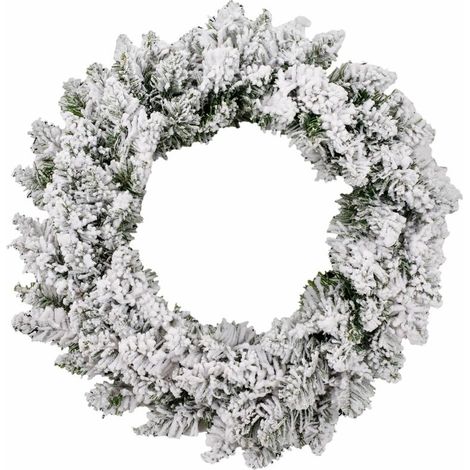 Couronne de Noël Floqué D cm - Feeric Christmas 40 Vert Blanc (1/2)
