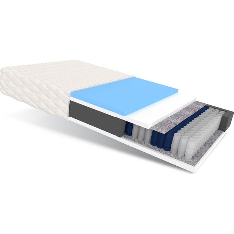Matratze 140x200 Taschenfederkern ENNA 7 Zonen H2 H3 19 cm HR Schaum Polyurethanschaum JERSEY