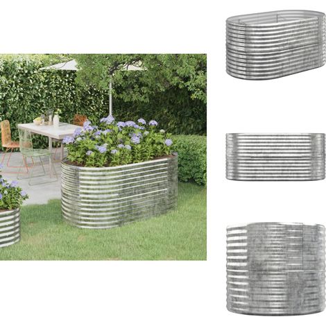 Lit surélevé de jardin Acier enduit de poudre Argenté - Jardinière Surélevée - Bac À Fleurs - Pot De Fleurs Extérieur - Décoration Jardin - Balcon (1/5)