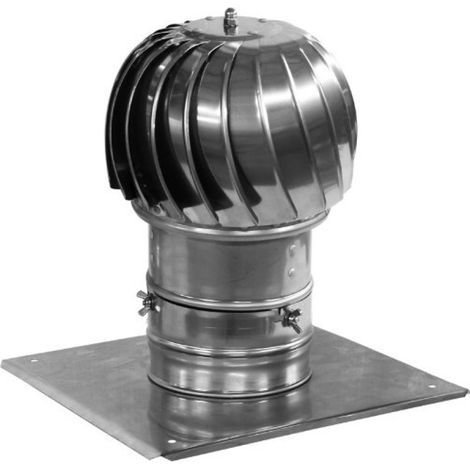 Toit de cheminée en acier inoxydable avec extracteur d'air de 250 mm de diamètre et plaque de toit supplémentaire (1/3)