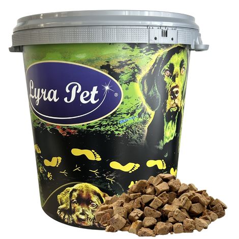 1 kg (5 x 200 g) de cubes de foie de canard Lyra Pet® lyophilisés dans un tonneau de 30 L (1/5)
