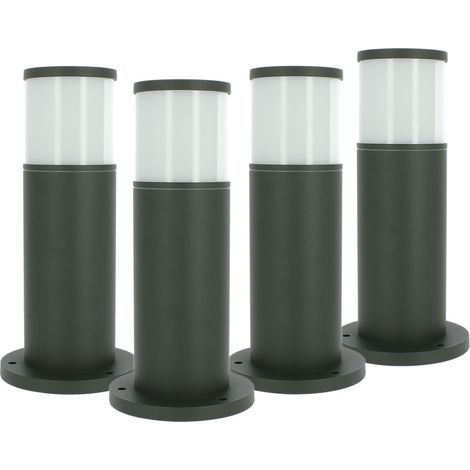 Arum Lighting – Lot de 4 potelets d'extérieur gris anthracite – Hauteur 35cm – Corps en aluminium – Diffuseur polycarbonate traité UV – IP44