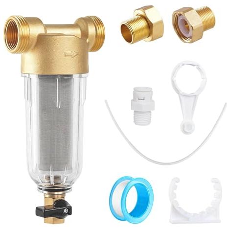 Filtro de agua reutilizable, combinación G3/4 MNPT + prefiltro G3/4, filtro de sedimentos, filtro fino, filtro fino enjuagable con adaptador, filtro de agua centrífugo para sedimentos.