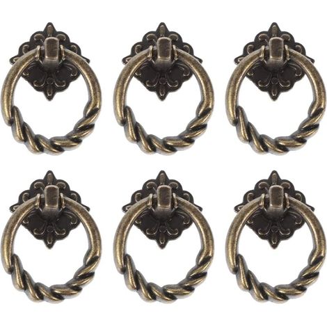 Pulls - Poignées En Bronze Vieilli - Pour Tiroirs Armoires Placards - Fixation À Un Trou - Lot De 6 Pièces (1/5)