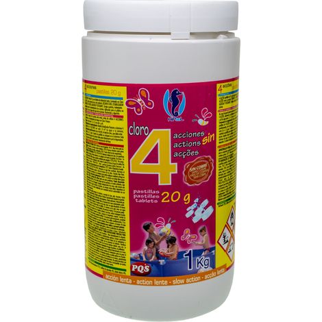 Cloro 4 acciones pastillas 20grs. 1kg HIP
