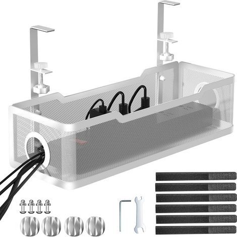 No-drill cable tray, snap-fit design, suitable for offices and homes - (white) (1/5)