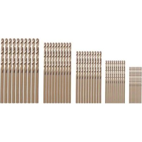50 PièCes Drillforce Tools M35 Set de Forets au Cobalt, Hss-Co 1-3MM, pour Percer Sur Acier Trempé, Fonte et Inoxydable (1/4)