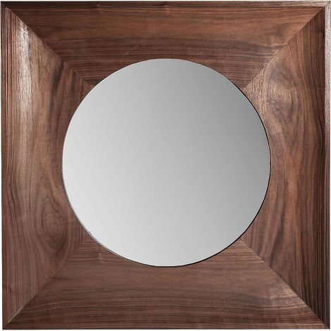 Miroir mural style nordique en bois de noyer et mdf élégant - Noyer brun foncé et argenté (1/3)