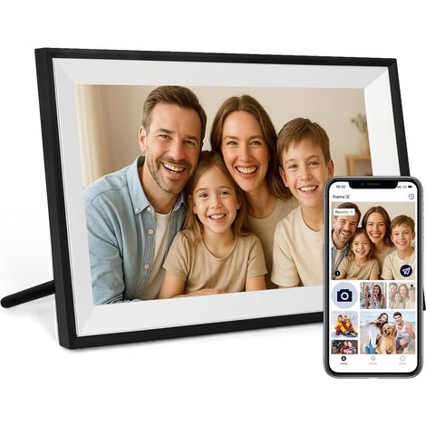 Cadre Photo Numérique WiFi 10,1 Pouces, Mémoire 32 Go, Écran Tactile HD 1280x800 IPS, Partage de Photos Vidéos Via APP, Rotation Automatique, Support Multilingue (1/5)