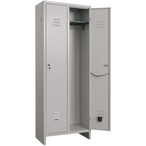 Prometal armadio armadietto spogliatoio in lamiera verniciata a 2 posti dimensioni cm 68x34x179h grigio con serratura