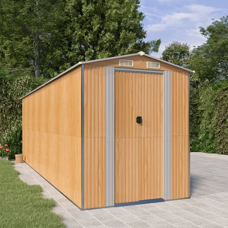 Abri de jardin Marron clair 192x606x223 cm Métal galvanisé (1/5)