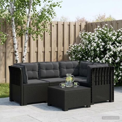 Canapé de Jardin Modulable 4 Places en Polypropylène Aspect Rotin avec Coussins Anthracite, 47.2kg - PANGIVO (1/5)