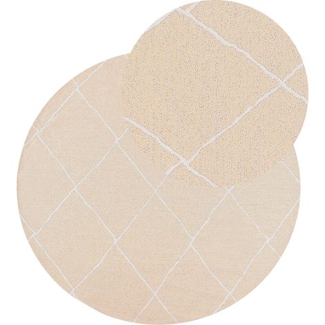 Tappeto rotondo per interni e per esterni con motivo geometrico ⌀ 120 cm Beige Gwalior (1/5)
