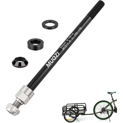 Attelage pour remorque vélo à axe traversant M12 x 1,5 (160–178 mm) Attelage pour remorque vélo, longueur d'axe réglable, compatible avec la plupart des vélos (1/5)