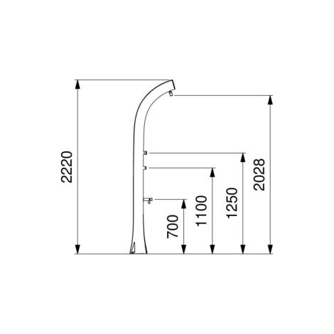 Columna de ducha solar única temporizada con lava-pies y pulsador de control - Idral (1/3)