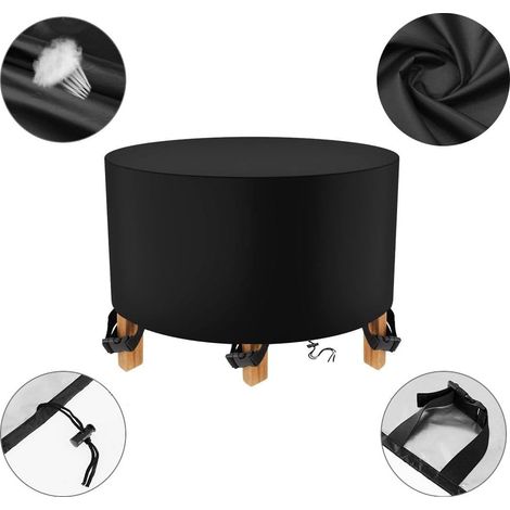 Funda redonda para muebles de jardín de 128 x 70 cm, funda protectora para mesa de jardín redonda, funda para mesa de jardín redonda, funda Oxford para mesa de jardín redonda. (1/5)