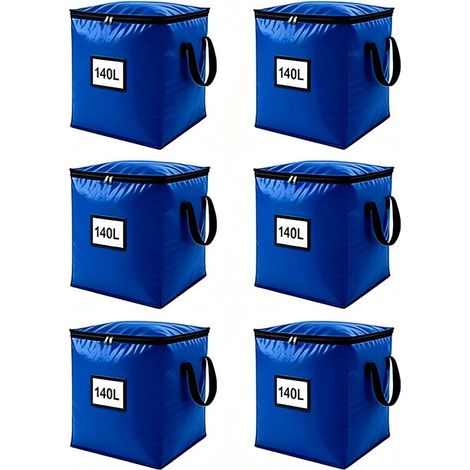 Sac de rangement pour couette en coton grande capacité, tissé en PE, pliable et portable, bleu 51 L, noir 140 L (lot de 6) (1/5)