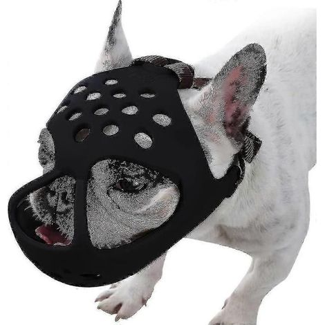 Muselière pour chien - Bouledogue L - Silicone souple - Réglable - Respirante (1/5)