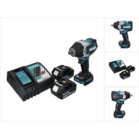 Llave de impacto inalámbrica Makita DTW 701 RT 18 V 700 Nm 1/2" XPT Sin escobillas + 2x batería recargable 5,0 Ah + cargador