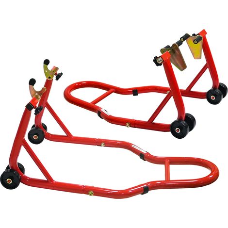 Vordere und hintere Motorradheberständer aus Stahl, rot, 440 lbs, Kombi-Set (1/5)