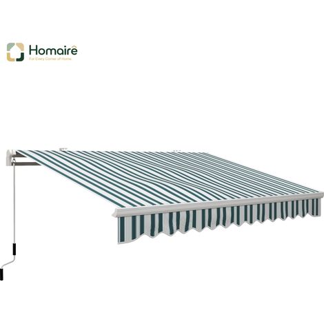 HOMAIRE Markise manuelle Gelenkarm 4m avec Handkurbel Sonnenschutz Balkon montage mural Alu Blanc+Vert