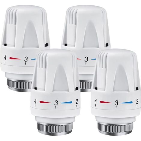 Robinet Thermostatique Radiateur, 4 Pièces Tête Thermostatique, M 30 x 1,5 Tête de Remplacement de Vanne de Radiateur, Valve de Radiateur Thermostatique, Tete Thermostatique Radiateur