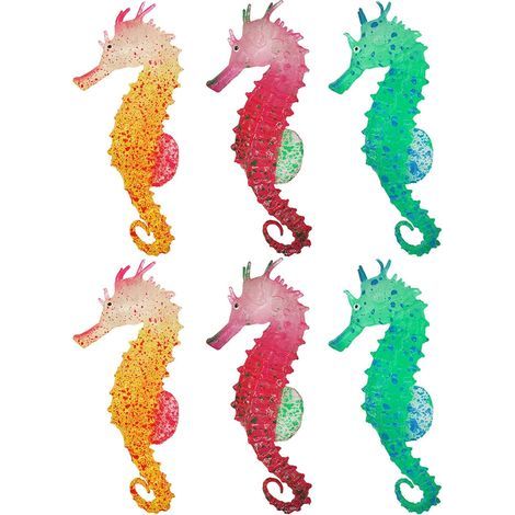 CSPARKV 6 PCS Lumineux Silicone Hippocampe, Artificielle Hippocampe Décoratif Ornement Silicone Hippocampes Artificiels Lumineux Décoration d'Aquarium Lumineux Hippocampe Artificiel Ornement d'Aquar (1/4)