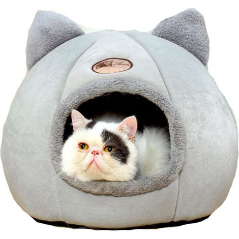 Panier Chat avec Coussin Amovible Lavable Maison de Chat Tente pour Chat Chiot Animal lit Doux,M (1/5)