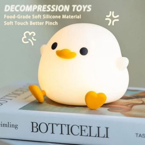 Veilleuse Canard - Lampe Rechargeable Sans Fil En Silicone - Pour Chambre D Enfant - 2 Niveaux De Luminosité - 1 Pièce (1/5)