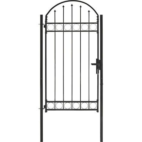 vidaXL Fence Gate with Arched Top Steel 100x200 cm Black