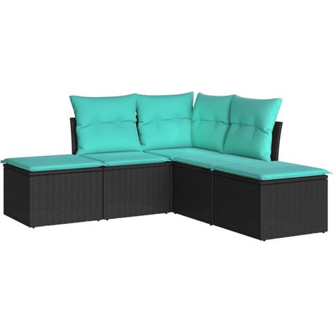 Maison Exclusive - Set Divani da Giardino 5 pz con Cuscini in Polyrattan Nero