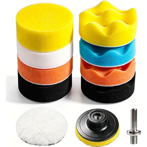 11 Pcs Kit Polish Voiture, 80mm Tampon de Polissage (1/5)